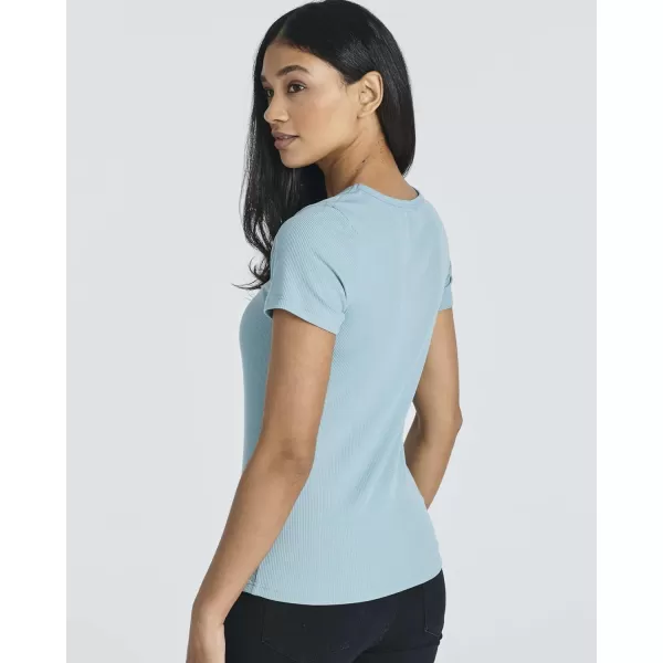 Real Essentials 5 Pack Womens Soft Ribbed Short Sleeve VNeck TShirt Casual Summer Tee ShirtsSet 7