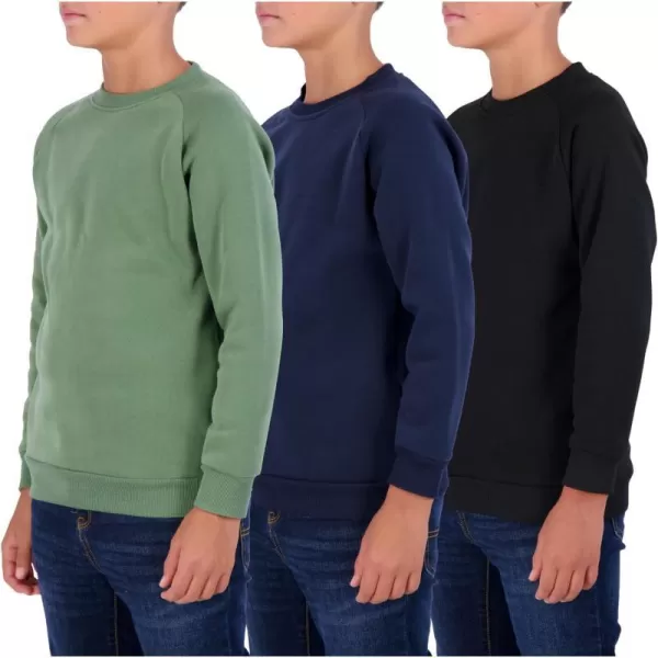 Real Essentials 3 Pack Boys Fleece Crew Neck Long Sleeve Sweatshirt  Soft Pullover Sweaters for Youth Kids Boys amp GirlsSet 2