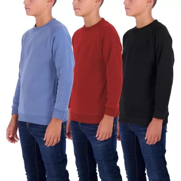 Real Essentials 3 Pack Boys Fleece Crew Neck Long Sleeve Sweatshirt  Soft Pullover Sweaters for Youth Kids Boys amp GirlsSet 3