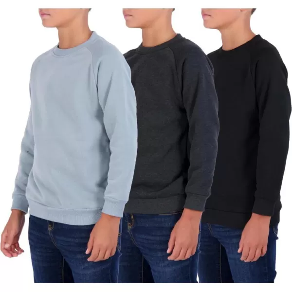 Real Essentials 3 Pack Boys Fleece Crew Neck Long Sleeve Sweatshirt  Soft Pullover Sweaters for Youth Kids Boys amp GirlsSet 4