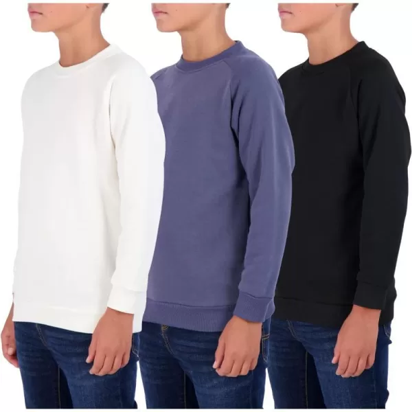 Real Essentials 3 Pack Boys Fleece Crew Neck Long Sleeve Sweatshirt  Soft Pullover Sweaters for Youth Kids Boys amp GirlsSet 6