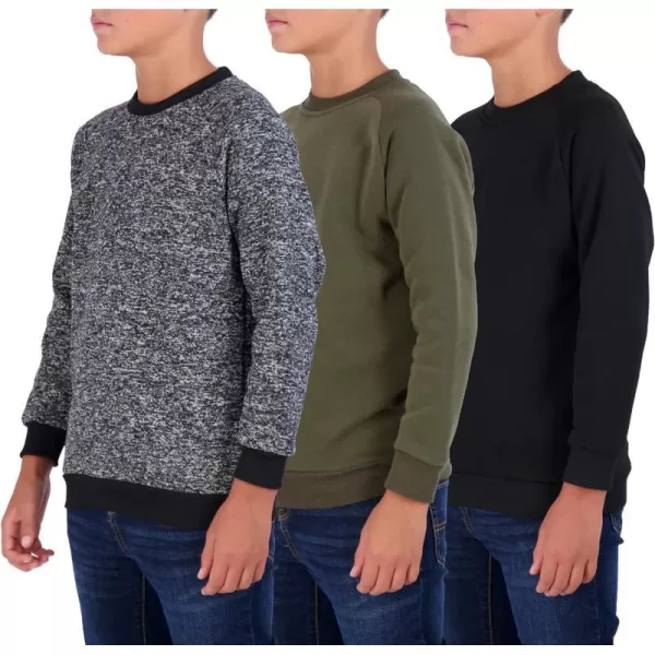 Real Essentials 3 Pack Boys Fleece Crew Neck Long Sleeve Sweatshirt  Soft Pullover Sweaters for Youth Kids Boys amp GirlsSet 7