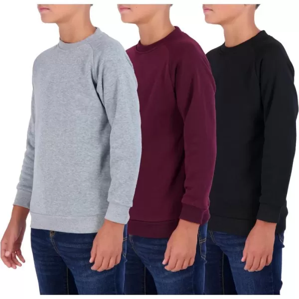 Real Essentials 3 Pack Boys Fleece Crew Neck Long Sleeve Sweatshirt  Soft Pullover Sweaters for Youth Kids Boys amp GirlsSet 8