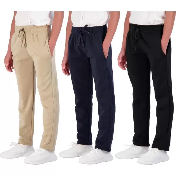 Real Essentials 3 Pack Boys Tech Fleece Open Bottom Sweatpants with PocketsSet 11