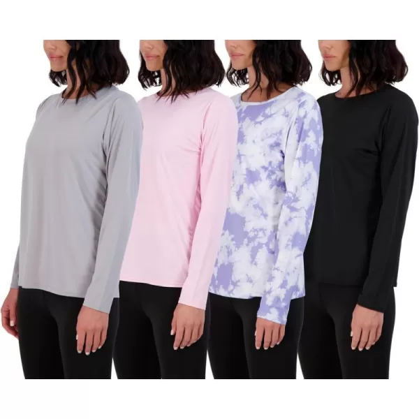 Real Essentials 4 Pack Womens DryFit Tech Stretch LongSleeve Athletic Workout TShirt Available in Plus SizePlus Size Set 2