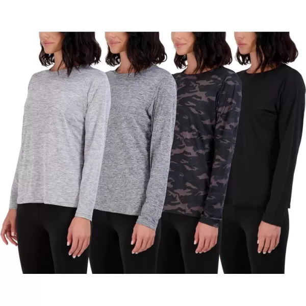 Real Essentials 4 Pack Womens DryFit Tech Stretch LongSleeve Athletic Workout TShirt Available in Plus SizeRegular Size Set 5