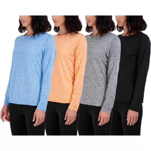 Real Essentials 4 Pack Womens DryFit Tech Stretch LongSleeve Athletic Workout TShirt Available in Plus SizeRegular Size Set 6