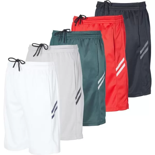 Real Essentials 5 Pack Boys Athletic Basketball Shorts with Pockets  Youth Activewear Ages 418Set 5