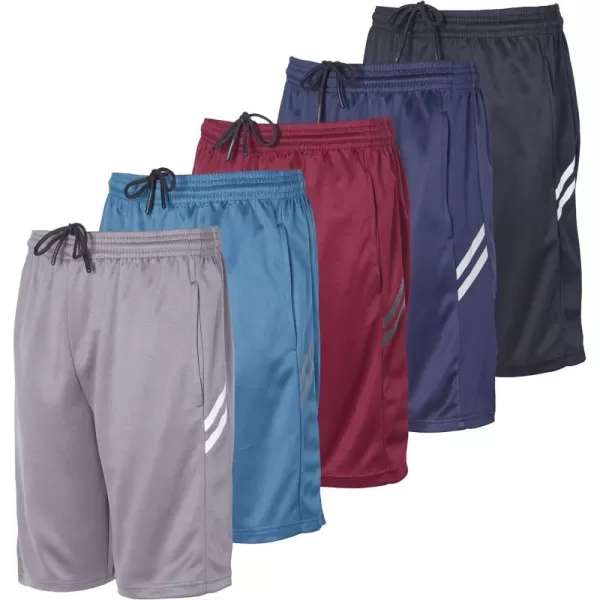 Real Essentials 5 Pack Boys Athletic Basketball Shorts with Pockets  Youth Activewear Ages 418Set 6