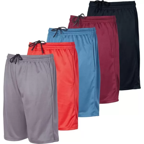 Real Essentials 5 Pack Boys Athletic Basketball Shorts with Pockets  Youth Activewear Ages 418Set 7