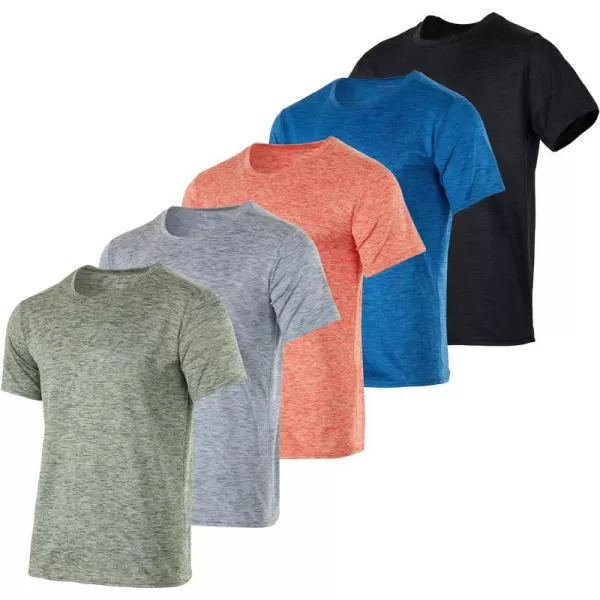 Real Essentials 5 Pack Youth DryFit Moisture Wicking Active Athletic Performance ShortSleeve TShirt Boys  GirlsSet L