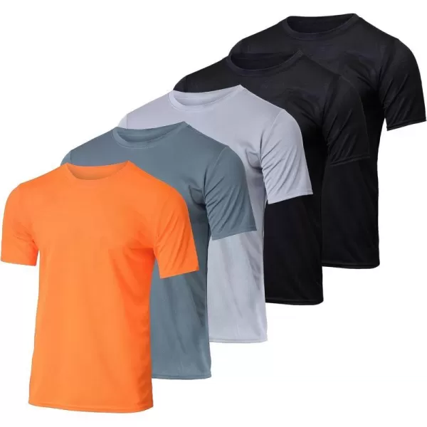 Real Essentials 5 Pack Youth Mesh Moisture Wicking Active Athletic Performance ShortSleeve TShirt Boys amp GirlsSet G