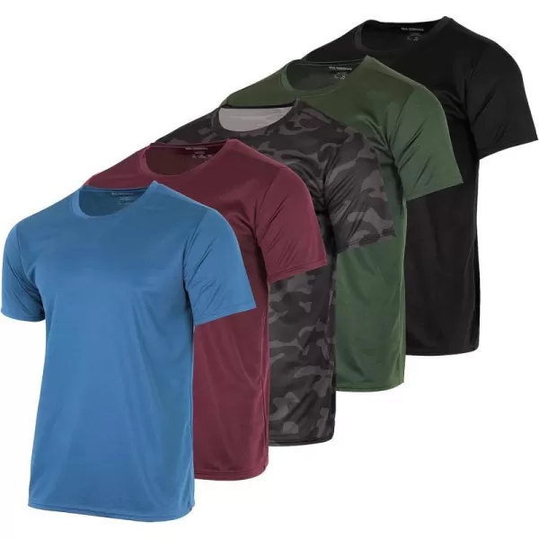 Real Essentials 5 Pack Youth Mesh Moisture Wicking Active Athletic Performance ShortSleeve TShirt Boys amp GirlsSet I