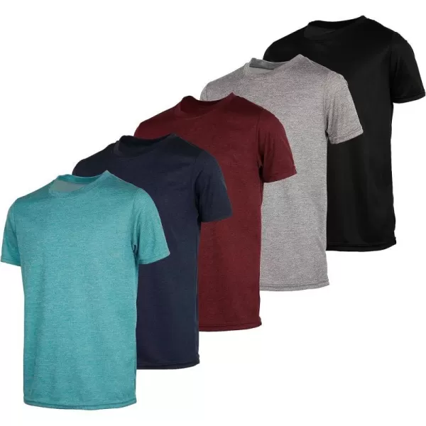 Real Essentials 5 Pack Youth Mesh Moisture Wicking Active Athletic Performance ShortSleeve TShirt Boys amp GirlsSet J