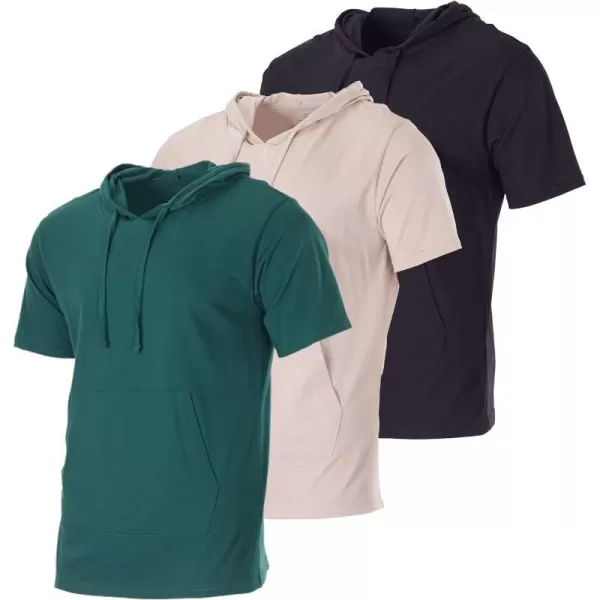 Real Essentials Mens Cotton ShortSleeve Hoodie Hooded TShirt With Drawstring  Pockets Available In Big  TallSet 6