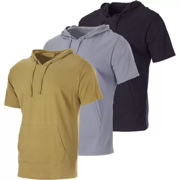 Real Essentials Mens Cotton ShortSleeve Hoodie Hooded TShirt With Drawstring  Pockets Available In Big  TallSet 7