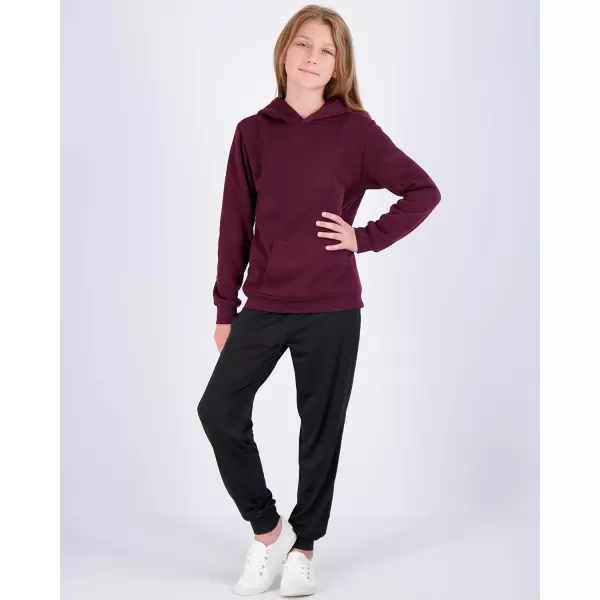 Real Essentials 3 Pack Girls Soft Brushed Fleece Pullover Hoodie Sweatshirt With Kangaroo Pocket Ages 716Set 6