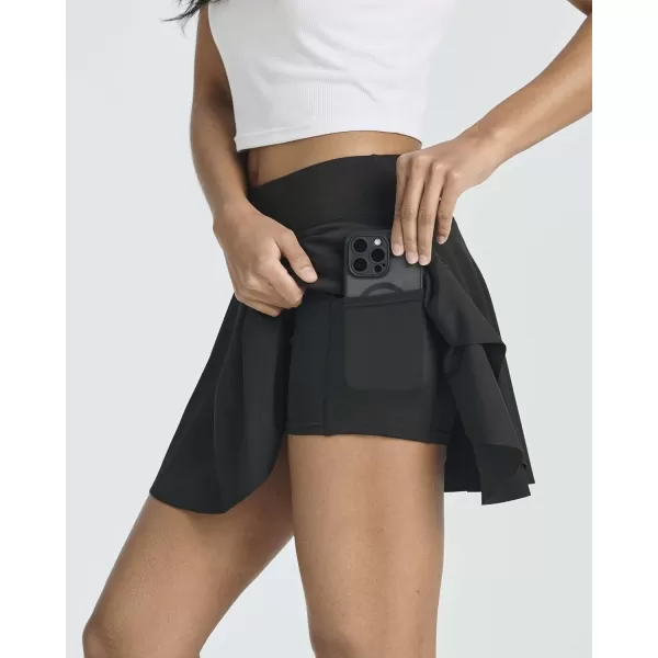 Real Essentials 3 Pack Womens 14 Layered Ruffle Flowy Tennis Golf Skorts Pockets Pleated Mini Skirt Athletic Liner ShortsSet 1