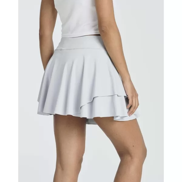 Real Essentials 3 Pack Womens 14 Layered Ruffle Flowy Tennis Golf Skorts Pockets Pleated Mini Skirt Athletic Liner ShortsSet 2