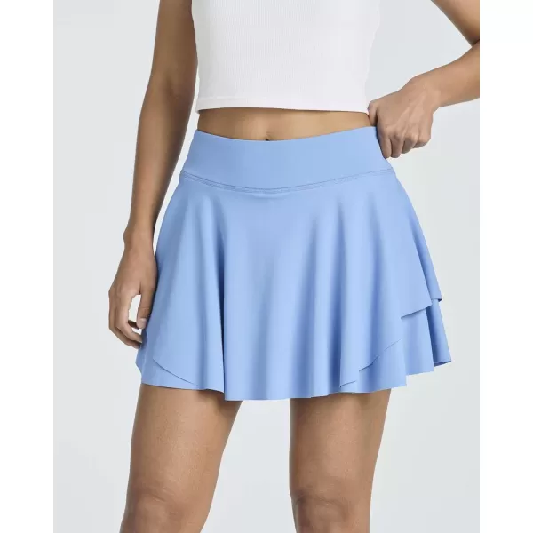 Real Essentials 3 Pack Womens 14 Layered Ruffle Flowy Tennis Golf Skorts Pockets Pleated Mini Skirt Athletic Liner ShortsSet 5