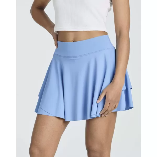 Real Essentials 3 Pack Womens 14 Layered Ruffle Flowy Tennis Golf Skorts Pockets Pleated Mini Skirt Athletic Liner ShortsSet 5