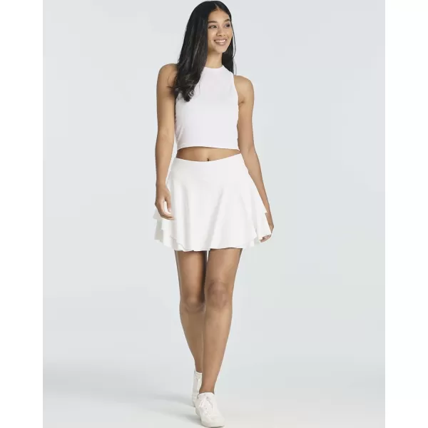 Real Essentials 3 Pack Womens 14 Layered Ruffle Flowy Tennis Golf Skorts Pockets Pleated Mini Skirt Athletic Liner ShortsSet 5