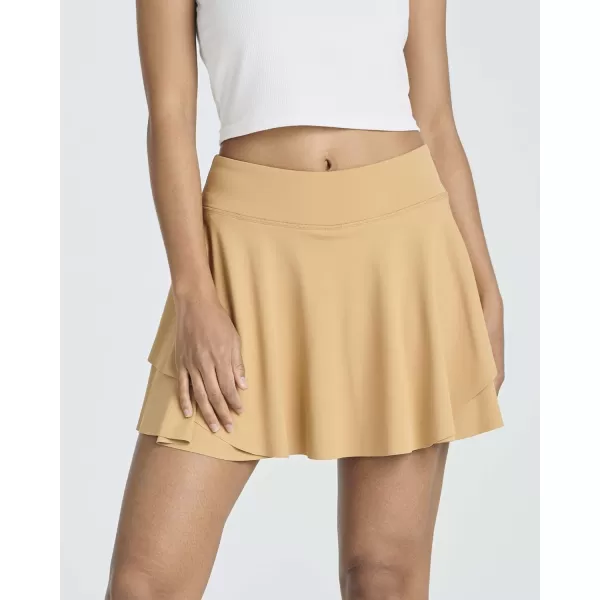 Real Essentials 3 Pack Womens 14 Layered Ruffle Flowy Tennis Golf Skorts Pockets Pleated Mini Skirt Athletic Liner ShortsSet 6