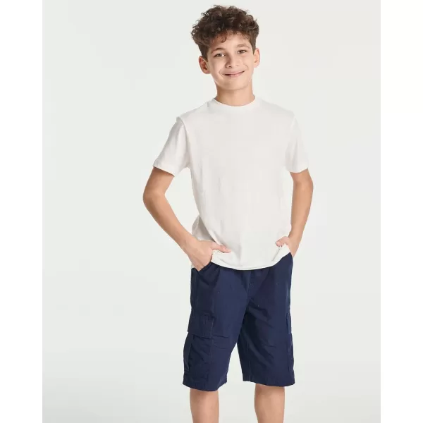 Real Essentials 5 Pack Boys Cotton Short Sleeve Crew Neck TShirts Outdoor Ages 418Set 1