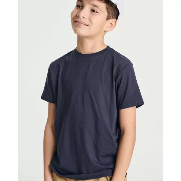 Real Essentials 5 Pack Boys Cotton Short Sleeve Crew Neck TShirts Outdoor Ages 418Set 3