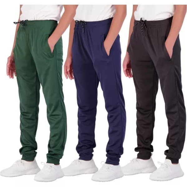 Real Essentials 3 Pack Boys Mesh Active Athletic Casual Jogger Sweatpants with PocketsSet 1