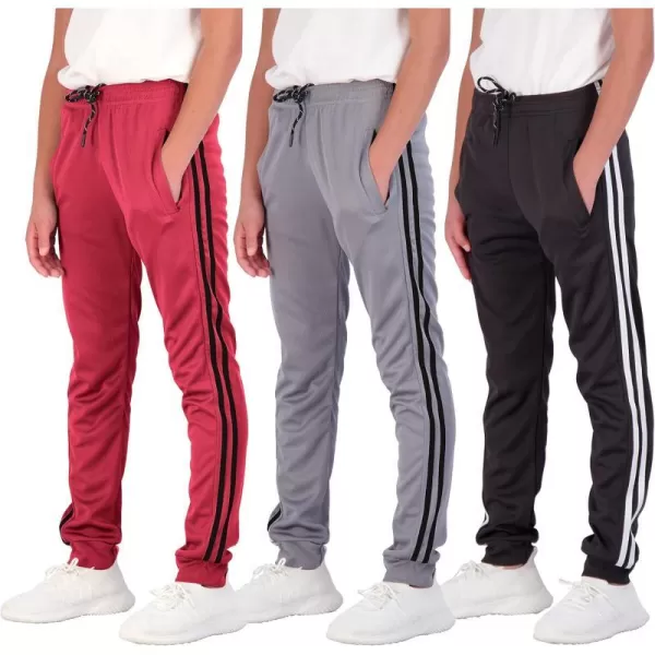 Real Essentials 3 Pack Boys Mesh Active Athletic Casual Jogger Sweatpants with PocketsSet 10