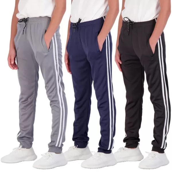 Real Essentials 3 Pack Boys Mesh Active Athletic Casual Jogger Sweatpants with PocketsSet 5