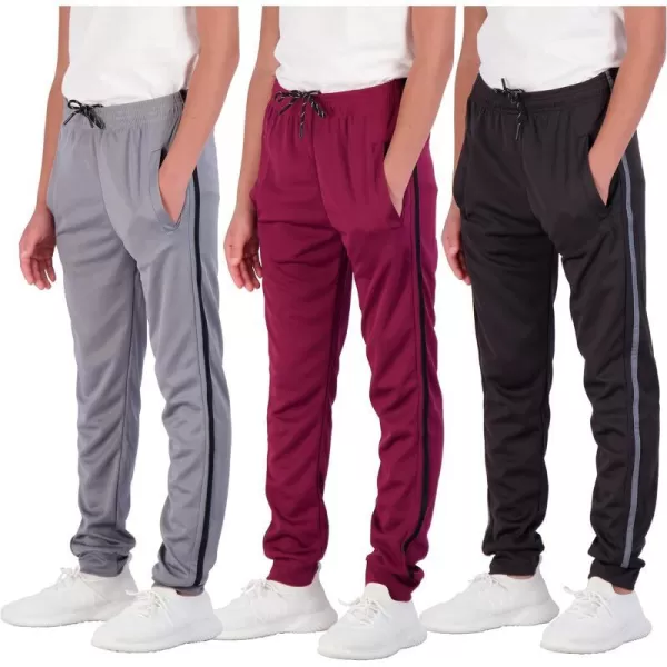 Real Essentials 3 Pack Boys Mesh Active Athletic Casual Jogger Sweatpants with PocketsSet 6