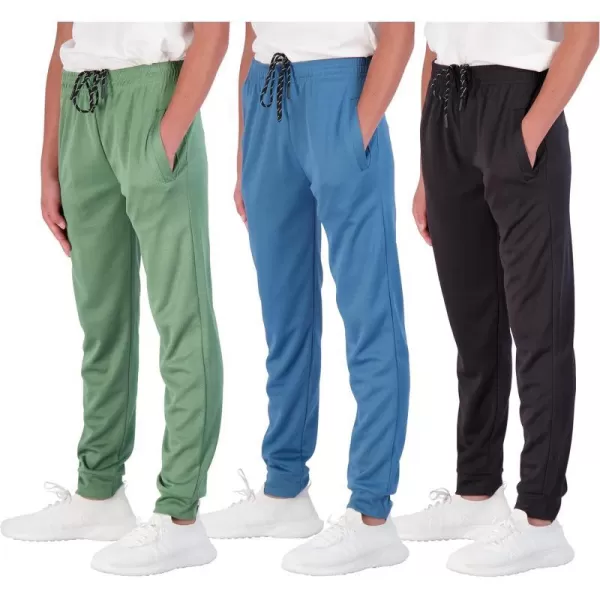 Real Essentials 3 Pack Boys Mesh Active Athletic Casual Jogger Sweatpants with PocketsSet 9