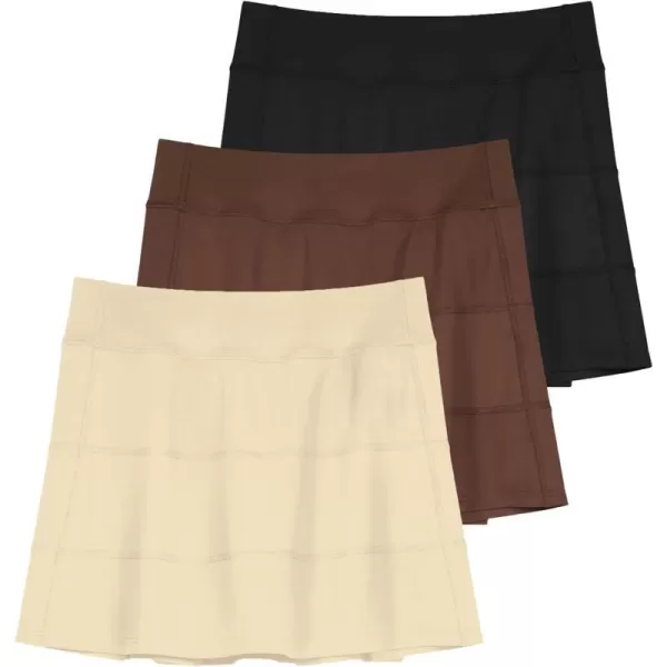 Real Essentials 3 PackWomens Pleated Tennis Skorts Golf Skirt for Woman High Waisted Lightweight Athletic Shorts PocketsSet 2