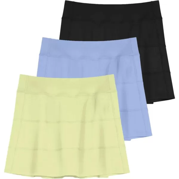 Real Essentials 3 PackWomens Pleated Tennis Skorts Golf Skirt for Woman High Waisted Lightweight Athletic Shorts PocketsSet 3