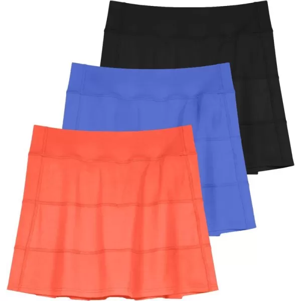 Real Essentials 3 PackWomens Pleated Tennis Skorts Golf Skirt for Woman High Waisted Lightweight Athletic Shorts PocketsSet 4