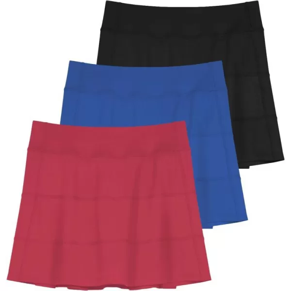 Real Essentials 3 PackWomens Pleated Tennis Skorts Golf Skirt for Woman High Waisted Lightweight Athletic Shorts PocketsSet 5