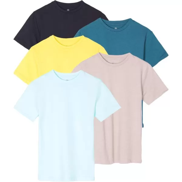 Real Essentials 5 Pack Boys Cotton Short Sleeve Crew Neck TShirts Outdoor Ages 418Set 7