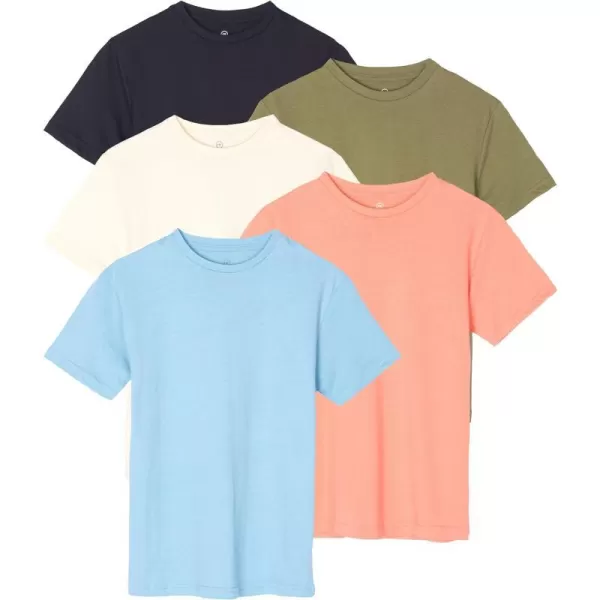 Real Essentials 5 Pack Boys Cotton Short Sleeve Crew Neck TShirts Outdoor Ages 418Set 8