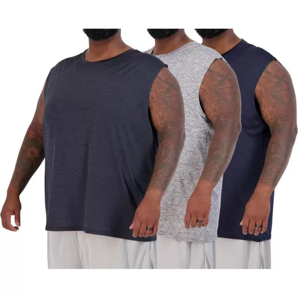 Real Essentials 3  5 Pack Mens DryFit Active Athletic Tech Tank Top  Regular and Big  Tall Sizes S5XLTBig  Tall  Set B