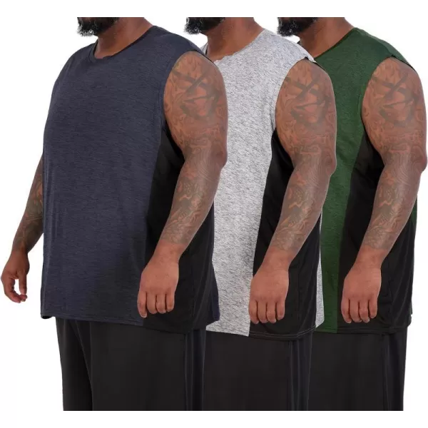 Real Essentials 3  5 Pack Mens DryFit Active Athletic Tech Tank Top  Regular and Big  Tall Sizes S5XLTBig  Tall  Set H