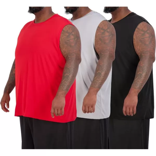 Real Essentials 3  5 Pack Mens DryFit Active Athletic Tech Tank Top  Regular and Big  Tall Sizes S5XLTBig  Tall  Set I