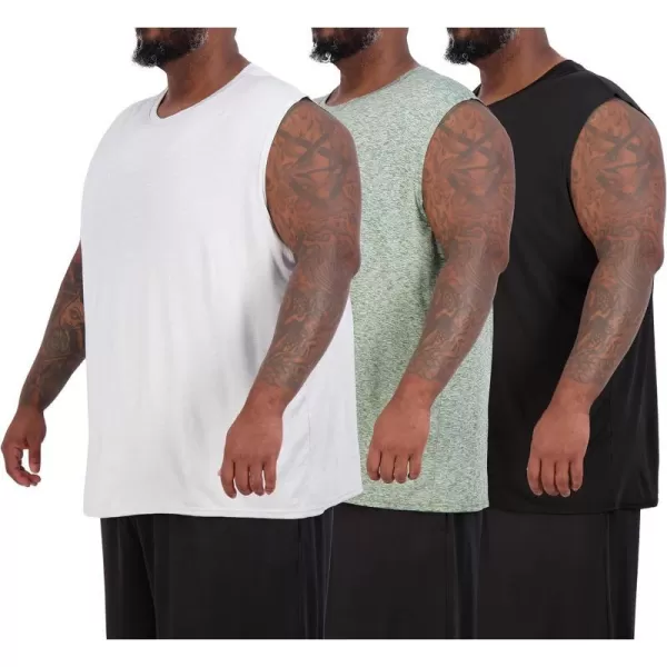 Real Essentials 3  5 Pack Mens DryFit Active Athletic Tech Tank Top  Regular and Big  Tall Sizes S5XLTBig  Tall  Set J