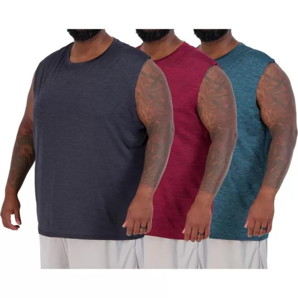 Real Essentials 3  5 Pack Mens DryFit Active Athletic Tech Tank Top  Regular and Big  Tall Sizes S5XLTBig  Tall  Set a