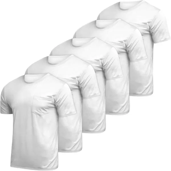 Real Essentials 5 Pack Youth DryFit Moisture Wicking Active Athletic Performance ShortSleeve Pocket TShirt Boys amp GirlsSet 2