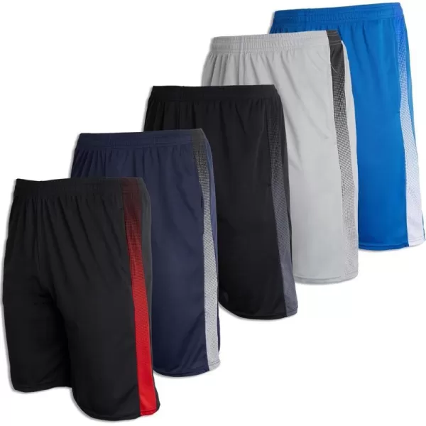 Real Essentials Boys 5Pack Mesh Active Athletic Performance Basketball Shorts with PocketsSet 13