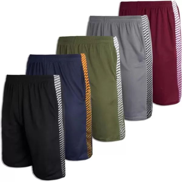 Real Essentials Boys 5Pack Mesh Active Athletic Performance Basketball Shorts with PocketsSet 14