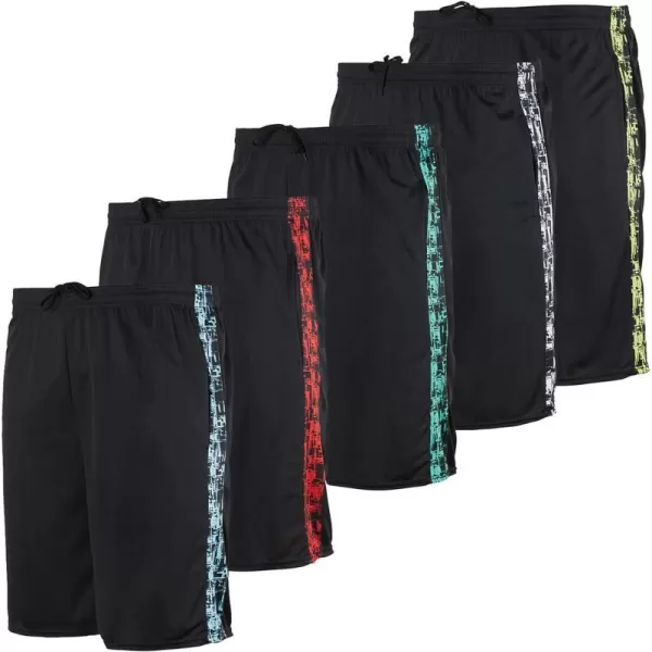 Real Essentials Boys 5Pack Mesh Active Athletic Performance Basketball Shorts with PocketsSet 16