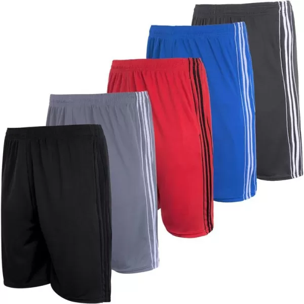 Real Essentials Boys 5Pack Mesh Active Athletic Performance Basketball Shorts with PocketsSet 2